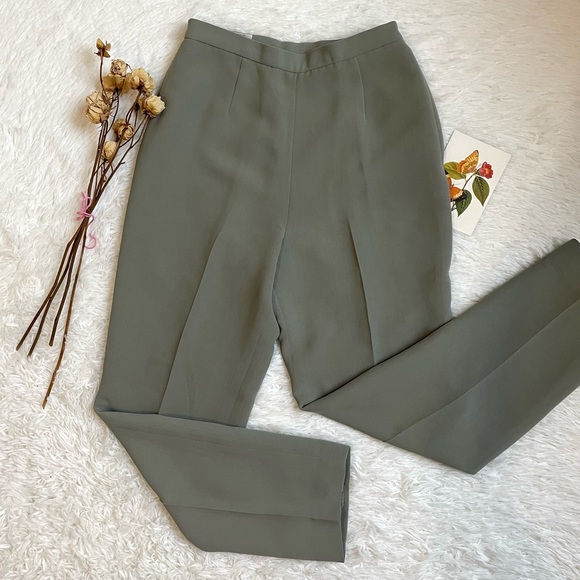 Vintage Larry Levine petite suits green dress pants - Picture 13 of 14